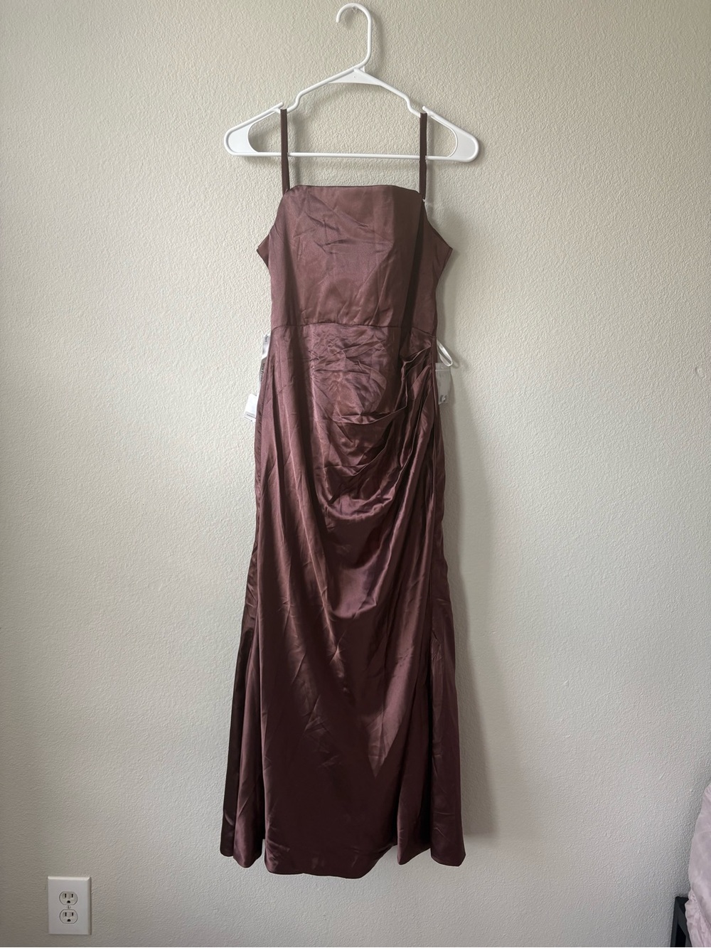 Satin Backless Spaghetti Strap Dress in Burgundy - Women's Bridesmaid Dress